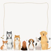 Cute dog border, beige background