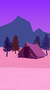 Drawn camping mobile wallpaper, acrylic paint texture design