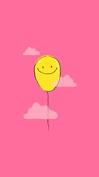 Happy balloon, pink mobile wallpaper background