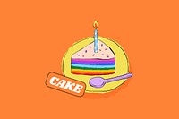 Birthday cake, orange background design