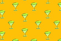 Cocktail glass pattern, orange background design