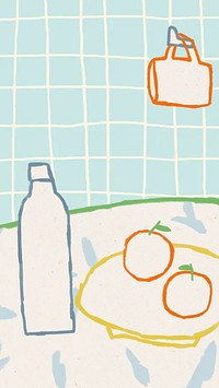 Dining room iPhone wallpaper, hand drawn illustration