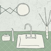 Bathroom hand drawn illustration, interior design