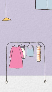 Dressing room iPhone wallpaper, hand drawn illustration