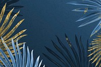 Palm leaf frame background, blue botanical design