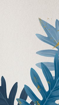 Blue xanadu leaf iPhone wallpaper, botanical aesthetic border