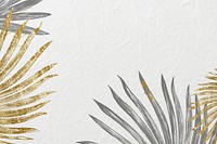 Palm leaf border background, off-white botanical design