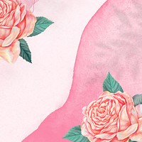 Pink rose border background, aesthetic flower collage