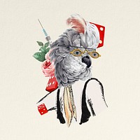 Doctor cockatoo anthropomorphic bird remix collage art