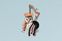 Owl aesthetic bird collage remix art with harp