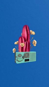 Editable retro cactus & VHS iPhone wallpaper