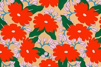 Red flower pattern background, paper craft design