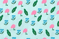 Flower pattern, turquoise background, paper craft design