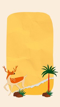 Cute paper deer iPhone wallpaper, textured background