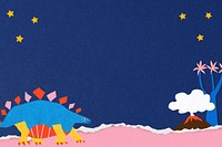 Dinosaur, night background, paper craft design