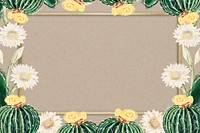 Beige cactus frame, design with copy space