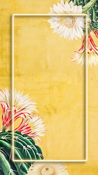 Cactus frame, yellow iPhone wallpaper