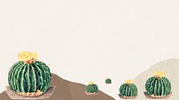 Watercolor cactus border desktop wallpaper