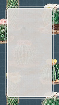 Navy blue cactus iPhone wallpaper