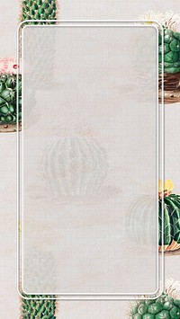 Gray cactus frame iPhone wallpaper
