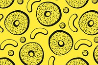 Donut memphis pattern background, yellow abstract design