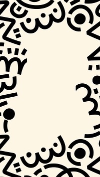 Beige abstract memphis iPhone wallpaper, doodle art patterned frame background