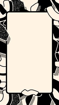 Black abstract frame iPhone wallpaper, organic shape pattern