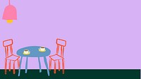 Aesthetic dining corner HD wallpaper, furniture doodle purple background