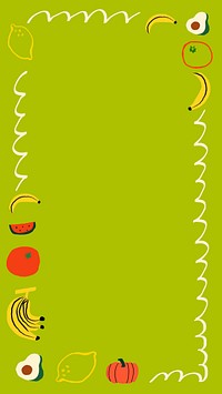 Fruits doodle frame phone wallpaper, cute doodle phone wallpaper