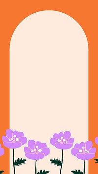 Cute flower frame phone wallpaper, beige arch shape