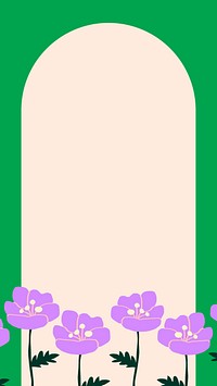 Cute flower frame phone wallpaper, beige arch shape