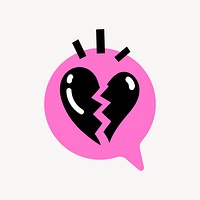 Broken heart, funky collage element, vector