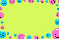 Funky emoticon frame background, colorful design