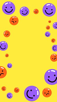 Funky emoticons frame iPhone wallpaper, colorful design