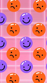 Happy & sad pattern iPhone wallpaper, colorful design