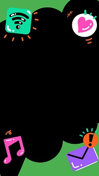 Funky digital icon frame iPhone wallpaper, colorful design