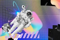 Floating astronaut, space technology remix