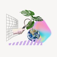 Growing plant globe, creative environment remix