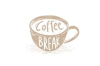 Coffee break word, beige typography
