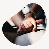 Couple holding hands badge isolated on white background
