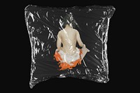 Japanese woman, plastic wrap isolated on black design. Remixed by rawpixel.