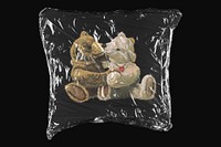 Vintage bears, plastic wrap isolated on black design. Remixed by rawpixel.