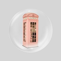 Telephone booth  in bubble. Remixed by rawpixel.