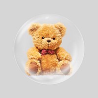 Teddy bear in bubble. Remixed by rawpixel.