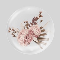 Vintage pink flowers in bubble