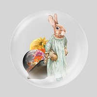 Collage rabbit, vintage illustration in bubble. Remixed by rawpixel.