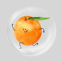 Smiling orange, cute running fruit drawing in bubble. Remixed by rawpixel.