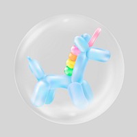 Unicorn balloon in bubble, cute animal illustration
