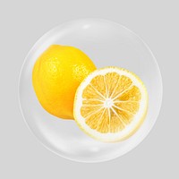 Lemon slice, organic fruit in bubble. Remixed by rawpixel.