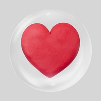Red heart in bubble, cute clipart